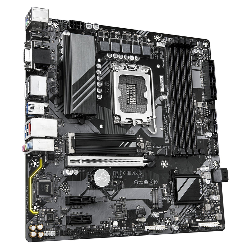 GIGABYTE B760M DS3H GEN5 Mainboard – Unterstützt Intel Core Prozessoren der 14. Generation, digitales VRM mit 6+2+1 Phasen, bis zu 5600 MHz DDR5, 2 x PCIe 4.0 M.2, 2.5GbE LAN, USB 3.2 Gen2