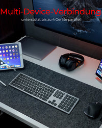 KeySonic KSK-8023BTRF (DE), Full-Size Aluminium Tastatur, Bluetooth® & RF, für Windows® und macOS®, anthrazit/schwarz