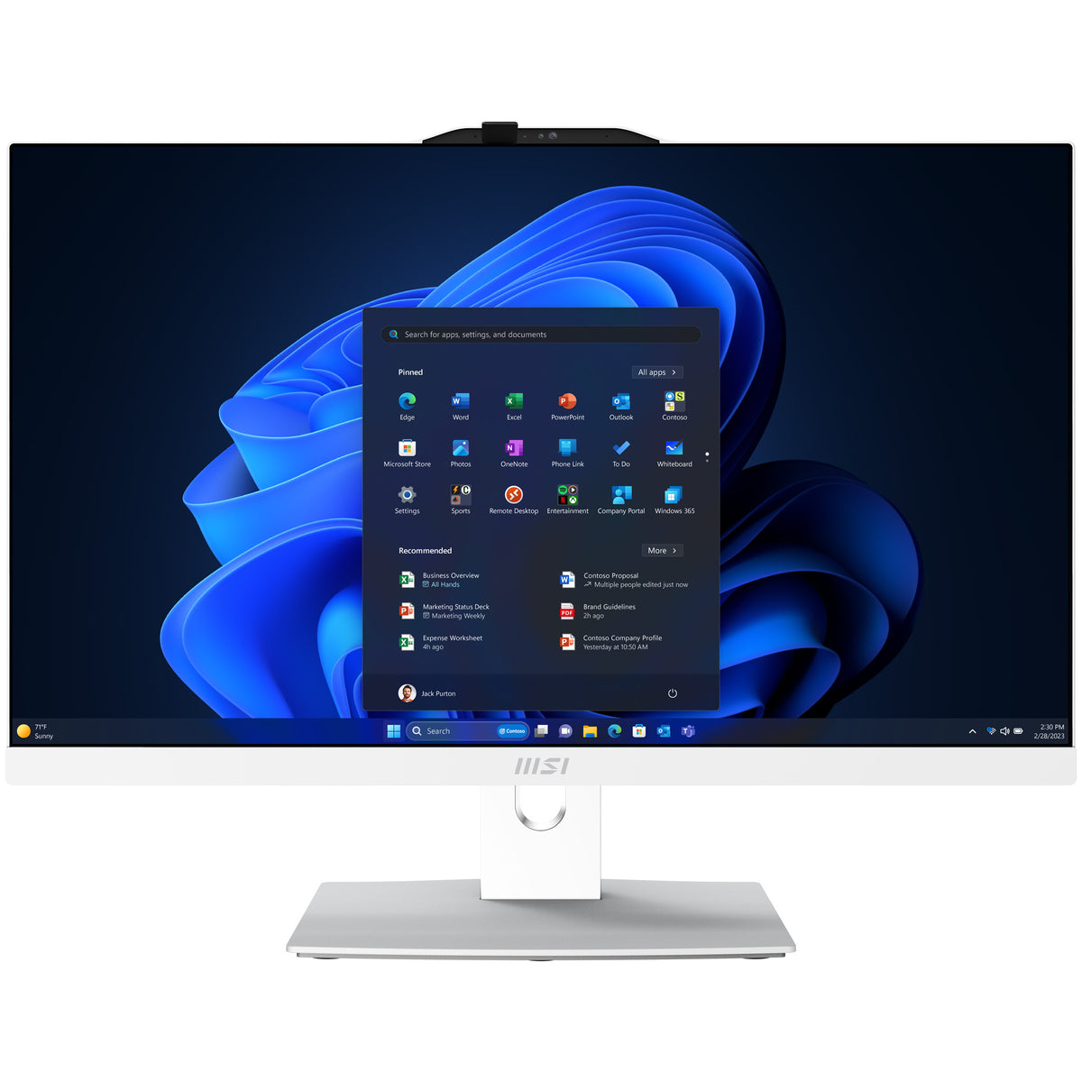 MSI Modern AM242TP 1M-1854FR Intel Core 7 150U 60,5 cm (23.8") 1920 x 1080 Pixel Touchscreen All-in-One-PC 16 GB DDR5-SDRAM 1 TB SSD Windows 11 Pro Wi-Fi 6E (802.11ax) Weiß
