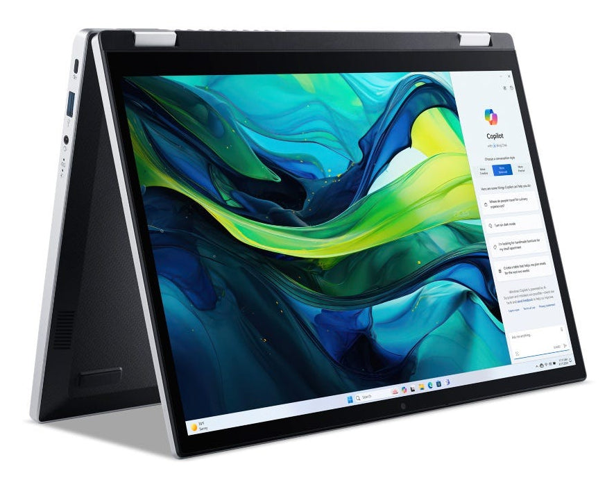 Acer Aspire Go Spin 14 AGSP14-31PT-36R6 Intel Core 3 N355 Hybrid (2-in-1) 35,6 cm (14") Touchscreen WUXGA 16 GB LPDDR5-SDRAM 512 GB SSD Wi-Fi 6 (802.11ax) Windows 11 Home Deutsch Silber