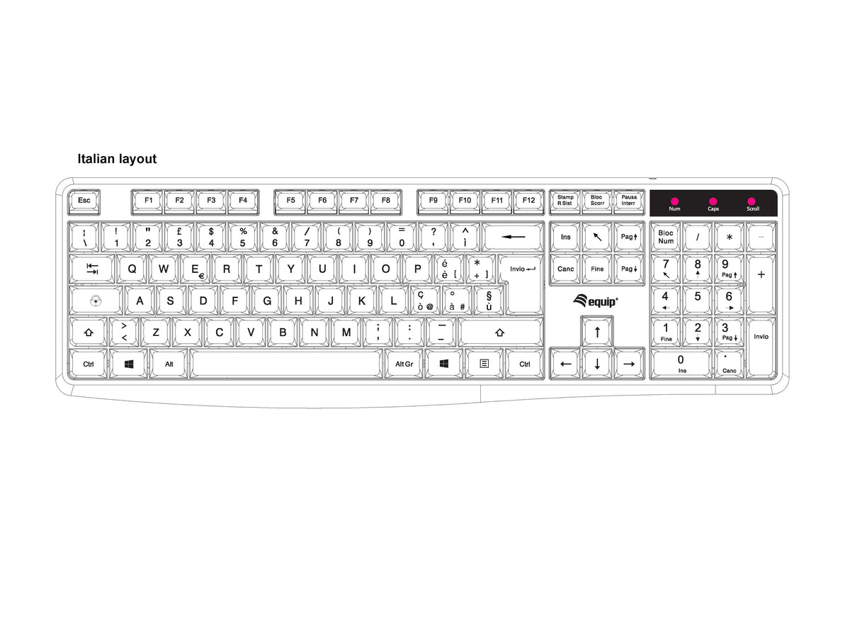 Equip 245213 Tastatur Büro USB QWERTY Italienisch Schwarz