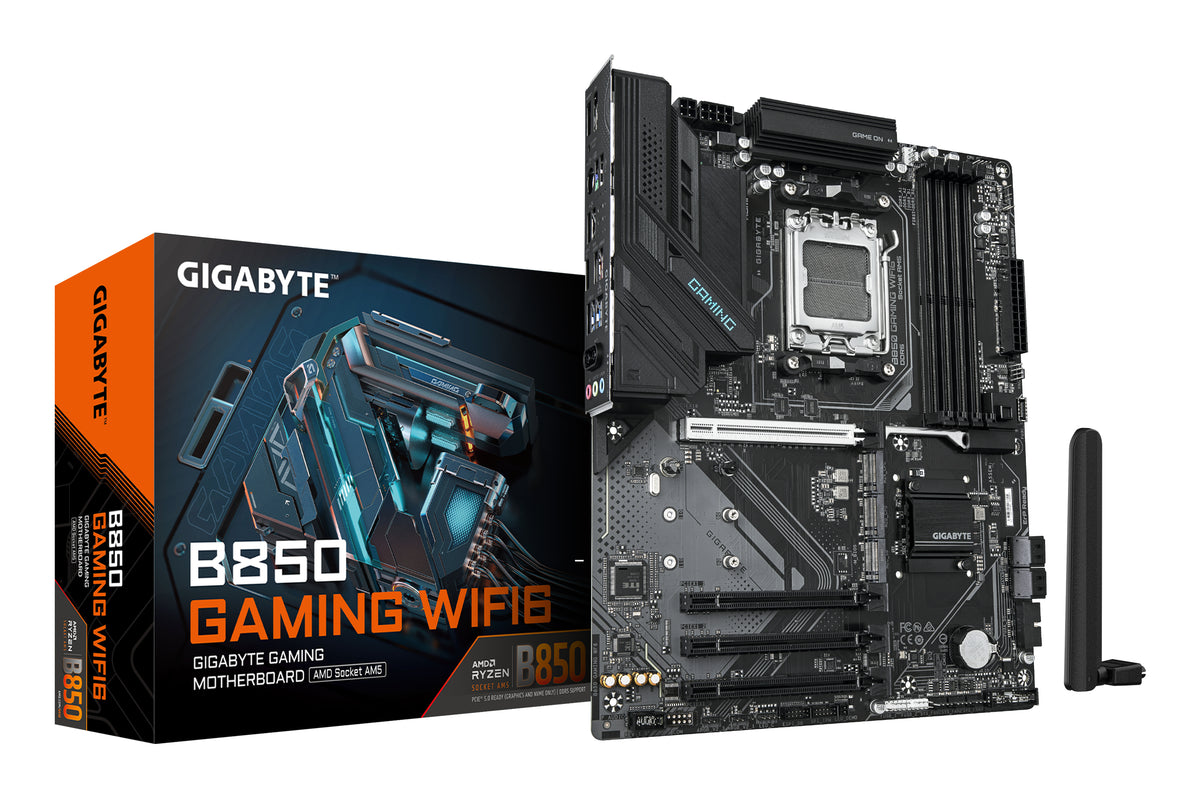 GIGABYTE B850 GAMING WIFI6 Motherboard - AMD Ryzen 9000 Serie CPUs, 6+2+2 Phasen digitales VRM, bis zu 8200MHz DDR5 (OC), 1xPCIe 5.0 + 2xPCIe 4.0 M.2, GbE LAN, WIFI 6, USB 3.2 Gen 2