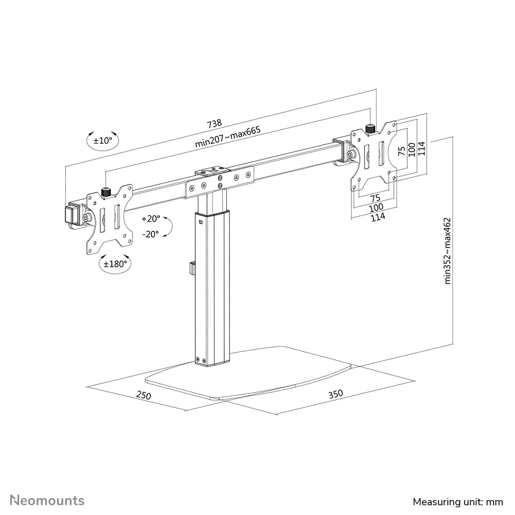 Neomounts FPMA-D865DBLACK Monitor-Ständer 10-27" - Gasfeder