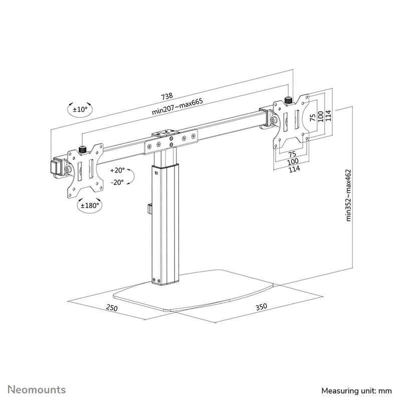 Neomounts FPMA-D865DBLACK Monitor-Ständer 10-27" - Gasfeder