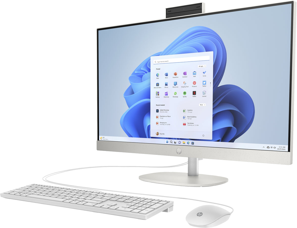 HP 27-cr0005ng AMD Ryzen™ 3 7320U 68,6 cm (27") 1920 x 1080 Pixel All-in-One-PC 8 GB LPDDR5-SDRAM 512 GB SSD Windows 11 Home Wi-Fi 6 (802.11ax) Weiß
