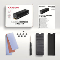 Axagon CLR-M2XT Aluminium-Passivkühler für einseitige und doppelseitige M.2-SSD-Festplatten, Größe 2280, Höhe 24 mm