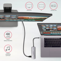 Axagon HMC-HCR3A 3x USB-A+ HDMI+ SD/microSD USB-C 3.2 Gen 1 hub 20cm Kabelgebunden USB 3.2 Gen 1 (3.1 Gen 1) Type-C Grau
