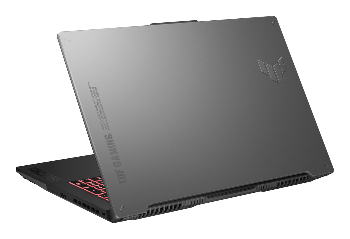 ASUS TUF Gaming A17 TUF707NUQ-DICHX146W AMD Ryzen™ 7 170 Laptop 43,9 cm (17.3") Full HD 16 GB DDR5-SDRAM 512 GB SSD NVIDIA GeForce RTX 4050 Wi-Fi 6 (802.11ax) Windows 11 Home Schwarz, Grau