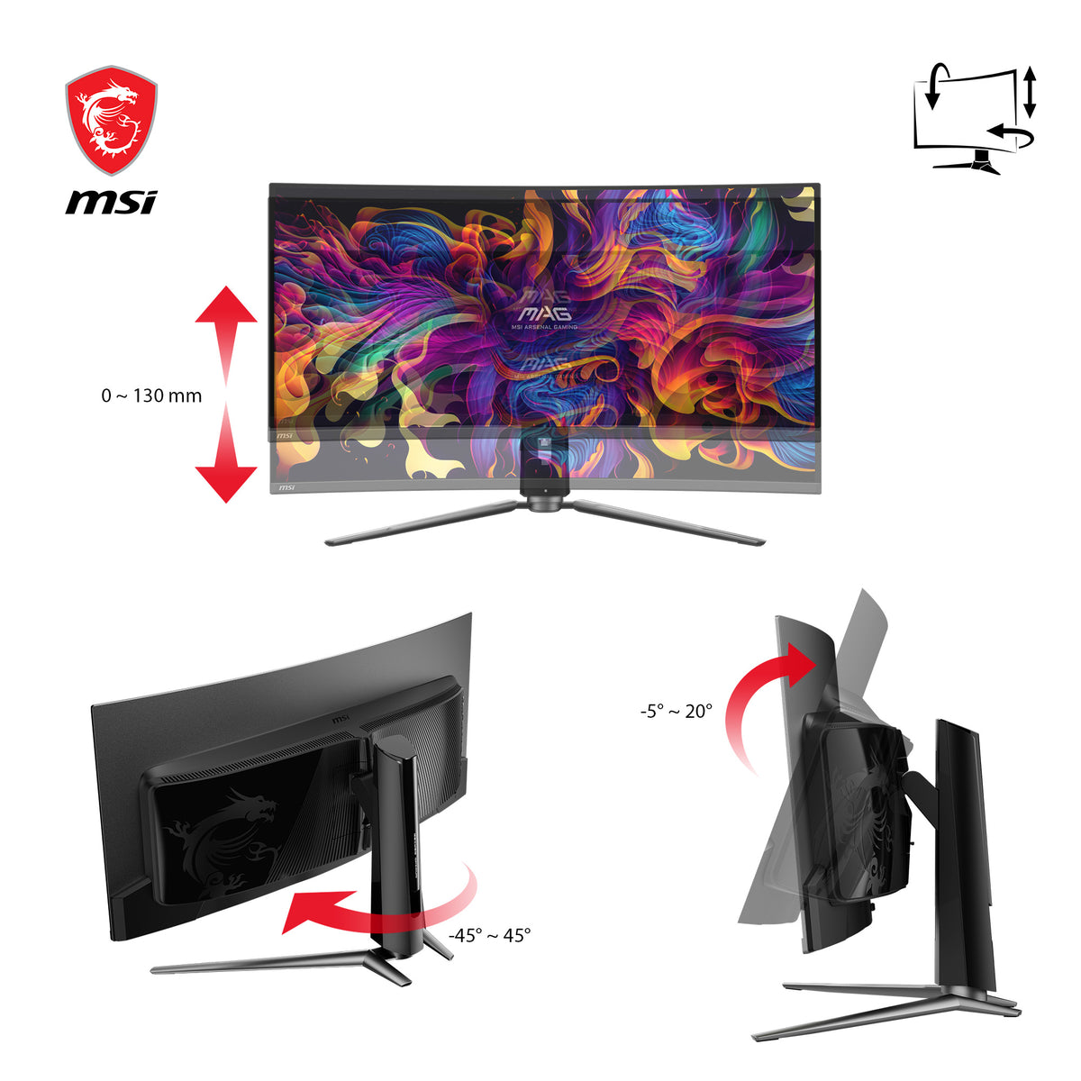 MSI MAG 341CQPDE QD-OLED Computerbildschirm 86,4 cm (34") 3440 x 1440 Pixel UltraWide Quad HD Schwarz