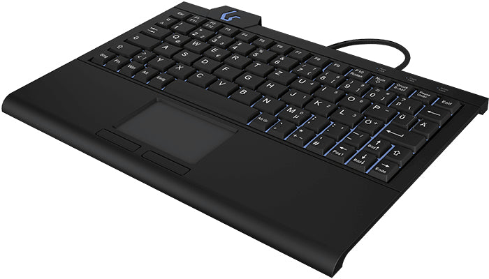 KeySonic KSK-3210ELU (DE), Super-Mini Tastatur, Hintergrundbeleuchtung, Touchpad, schwarz