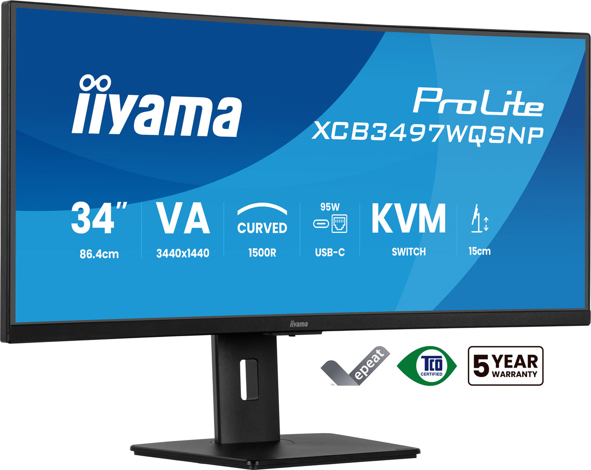 iiyama ProLite XCB3497WQSNP-B1 Computerbildschirm 86,4 cm (34") 3440 x 1440 Pixel UltraWide Quad HD LED Schwarz