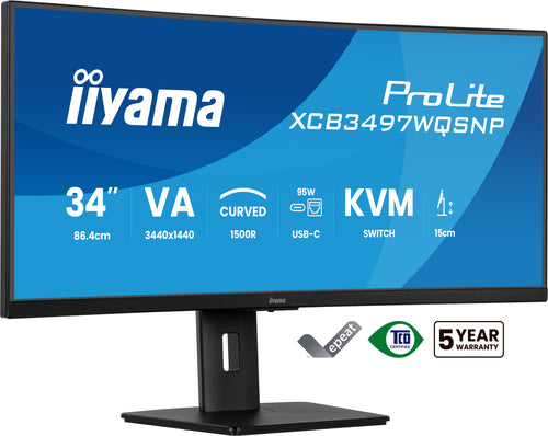 iiyama ProLite XCB3497WQSNP-B1 Computerbildschirm 86,4 cm (34") 3440 x 1440 Pixel UltraWide Quad HD LED Schwarz