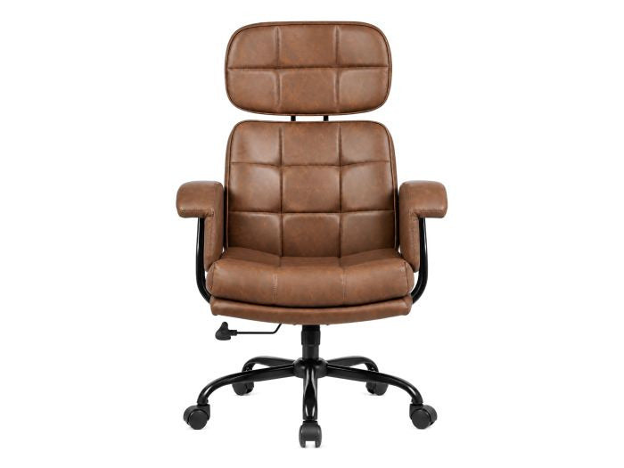 Equip 651021 Ergonomischer Chefsessel, gepolsterte Armlehnen, Butterfly-Mechanismus, verchromtes Fußkreuz, höhenverstellbar, 360° drehbar, braun