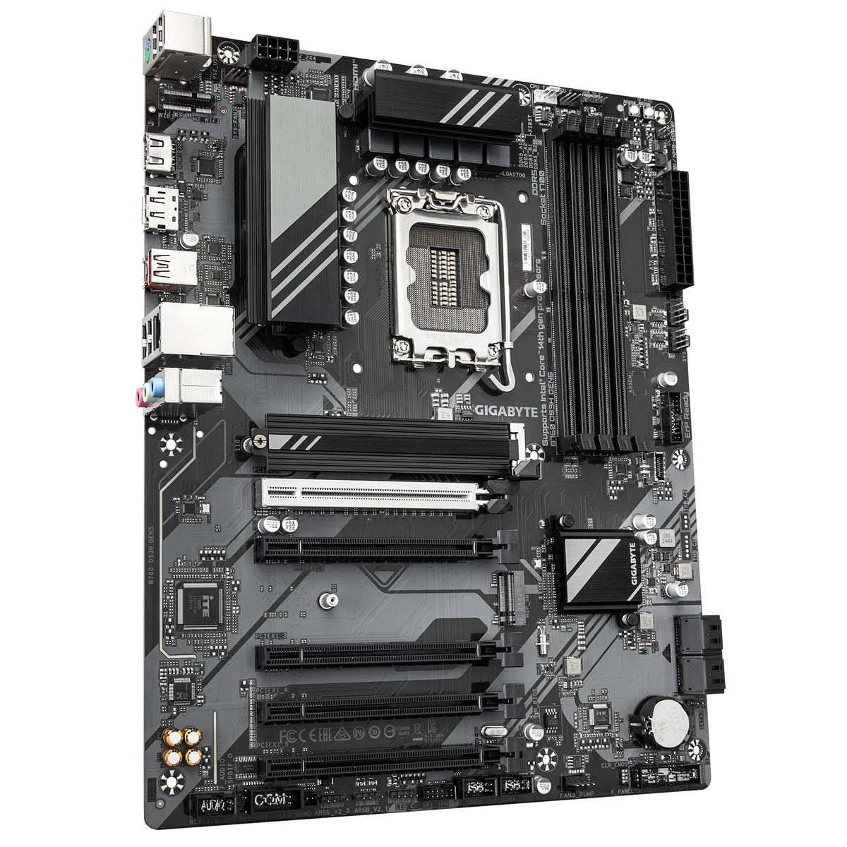 GIGABYTE B760 DS3H GEN5 Mainboard – Unterstützt Intel Core Prozessoren der 14. Generation, 8+2+1 Phasen Digital-VRM, bis zu 5600 MHz DDR5, 2 x PCIe 4.0 M.2, 1 GbE LAN, USB 3.2 Gen 2x2