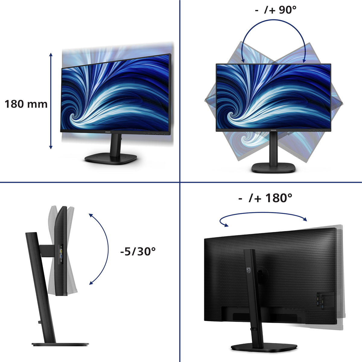 Philips 3000 series 24B2U3301D/00 Computerbildschirm 61,2 cm (24.1") 1920 x 1200 Pixel WUXGA LCD Schwarz