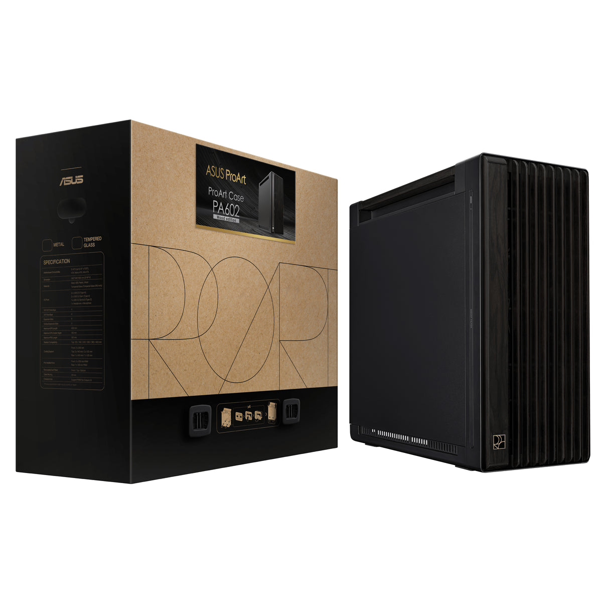 ASUS ProArt PA602 Wood Edition – Metal Panel Midi Tower Schwarz