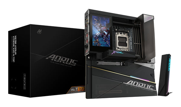 GIGABYTE X870E AORUS XTREME X3D AI TOP Mainboard - Unterstützt AMD Ryzen 9000 Serie CPUs, 24+2+2-Phasen-VRM, bis zu 9000MHz DDR5 (O.C.), 2xPCIe 5.0 M.2 + 3xPCIe 4.0 M.2, Wi-Fi 7, 10GbE LAN, USB 4