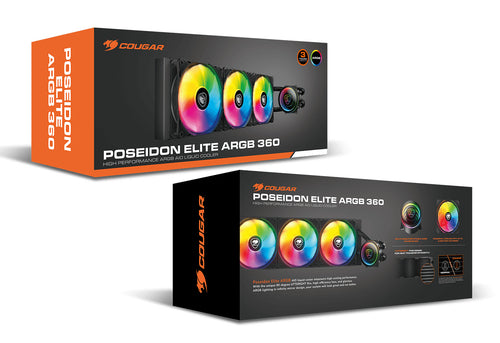 K COUGAR CPU Wasserkühlung Poseidon Elite 360, ARGB, Schwarz