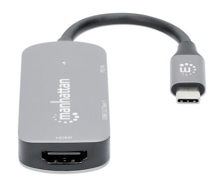 Manhattan 130707 laptop-dockingstation & portreplikator Kabelgebunden USB 3.2 Gen 1 (3.1 Gen 1) Type-C Aluminium