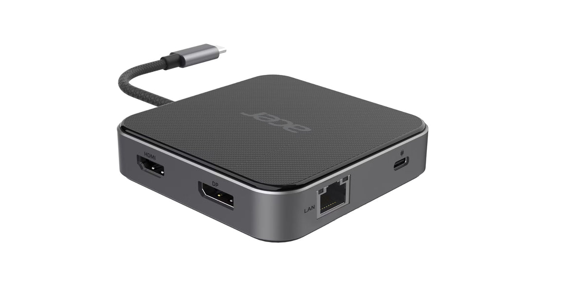 Acer 7-in-1 USB 4 Dongle Kabelgebunden USB4 Schwarz, Silber