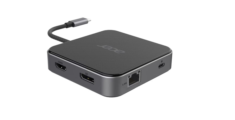 Acer 7-in-1 USB 4 Dongle Kabelgebunden USB4 Schwarz, Silber