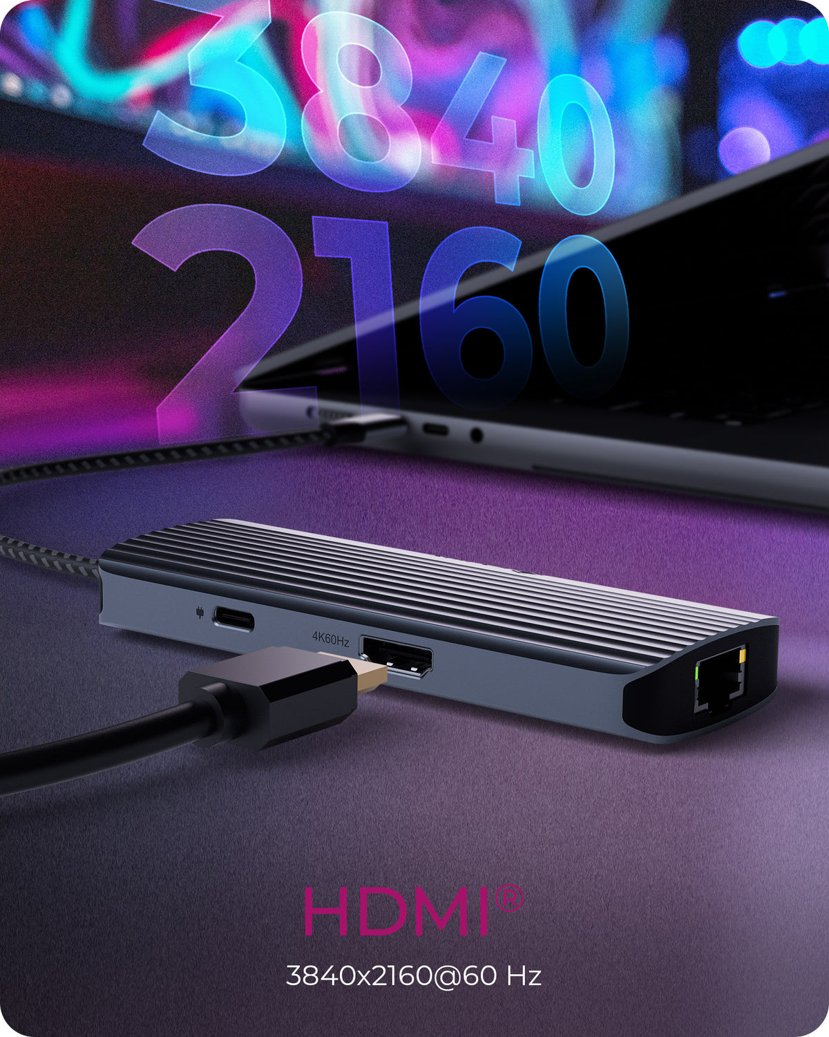 ICY BOX IB-DK4034a-CPD, 6 in 1 docking station, HDMI 4K60Hz, 3× USB-A USB 3.2 Gen1 5 Gbps, 1×RJ45 1Gbit/s, 1×USB-C für PD3.0 100W