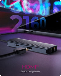 ICY BOX IB-DK4034a-CPD, 6 in 1 docking station, HDMI 4K60Hz, 3× USB-A USB 3.2 Gen1 5 Gbps, 1×RJ45 1Gbit/s, 1×USB-C für PD3.0 100W