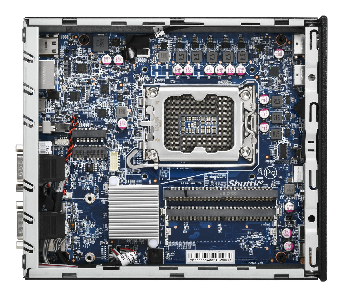 Shuttle Slim PC DB860 , S1851, 2x HDMI, 1x DP, 1x USB-C (DP), 1x 2.5", 1x M.2, 2x LAN (Intel 1G + 2.5G), 2x COM, 24/7 Dauerbetrieb, inkl. VESA