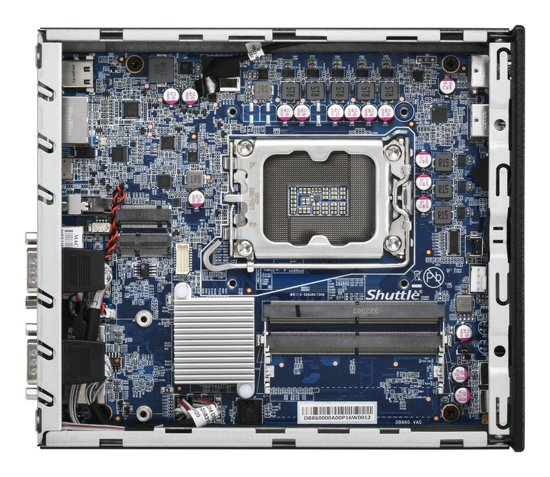 Shuttle Slim PC DB860 , S1851, 2x HDMI, 1x DP, 1x USB-C (DP), 1x 2.5", 1x M.2, 2x LAN (Intel 1G + 2.5G), 2x COM, 24/7 Dauerbetrieb, inkl. VESA