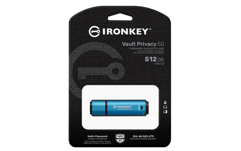 Kingston Technology IronKey 512GB Vault Privacy 50 AES-256 verschlüsselter, FIPS 197