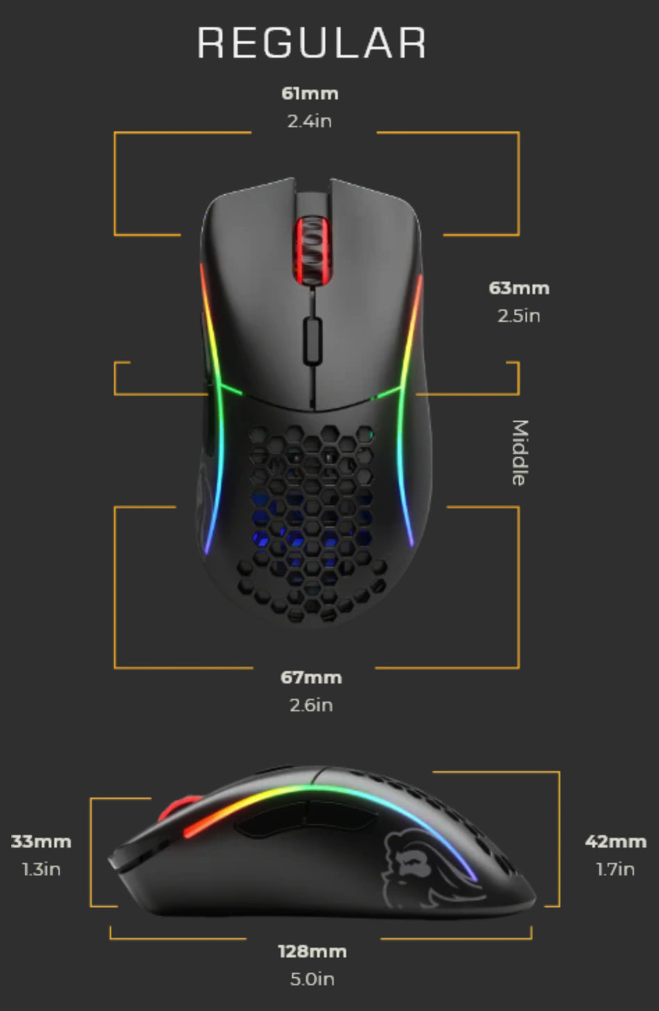 Glorious Gaming Model D Maus rechts USB Typ-A Optisch 12000 DPI