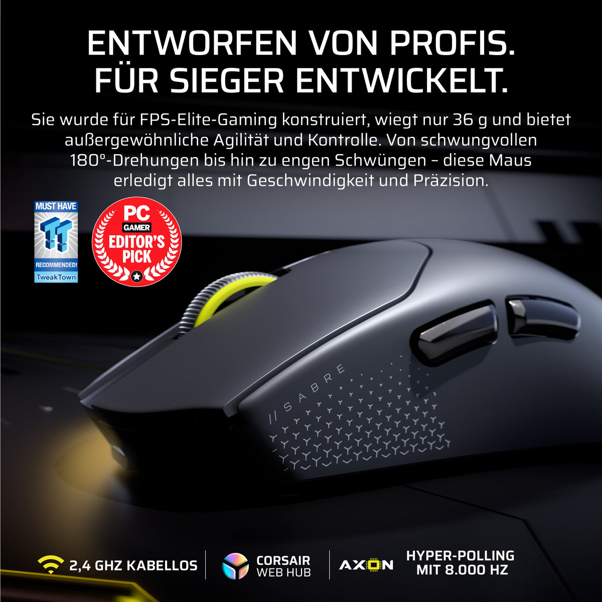 CORSAIR SABRE v2 PRO ULTRALIGHT WIRELESS Gaming-Maus