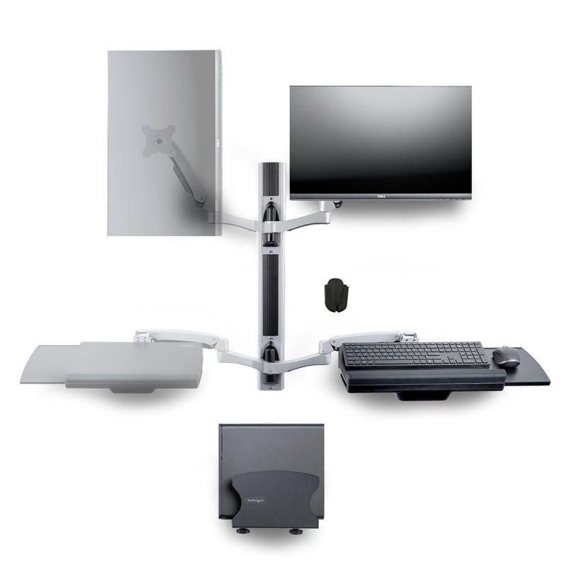 StarTech.com Workstation Wandhalterung, VESA-Halterung für 32" Monitor (10kg), Schwenkbare Monitorhalterung mit Tastaturarm