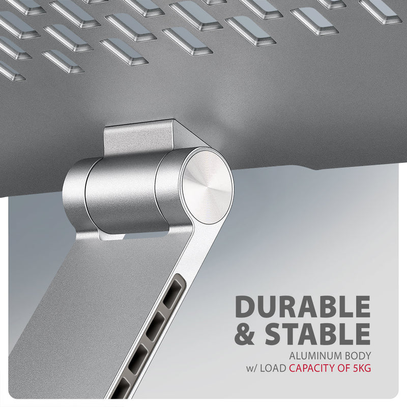 Axagon STND-LR Aluminiumständer mit 360°-Drehung für Laptops 10"–17.3". Verstellbare Höhe und Winkel.