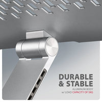 Axagon STND-LR Aluminiumständer mit 360°-Drehung für Laptops 10"–17.3". Verstellbare Höhe und Winkel.