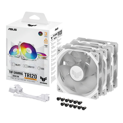 120mm ASUS TUF GAMING TR120 ARGB 3x Gehäuselüfter Reverse weiß, 120 mm, PWM