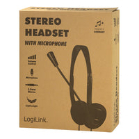 LogiLink Stereo-Headset, 1x 3,5-mm-Klinkenstecker, Bügelmikrofon, Eco-Box