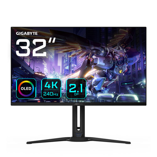 GIGABYTE AORUS FO32U2P 32” OLED Gaming Monitor - 3840 x 2160 (UHD), 240Hz, 0,03ms, 250 cd/m², KVM, FreeSync Premium Pro, DisplayHDR True Black 400, DisplayPort 2.1