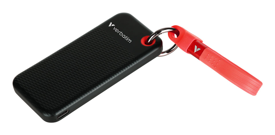 Verbatim Pocket SSD porte-clés avec attache de câble - 128 Go noir/rouge
