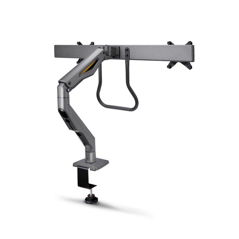 StarTech.com Dual Monitorhalterung mit Querstange, max. 27 Zoll & 15kg, C-Klammer, VESA 75x75/100x100, Vollbeveglicher Höhenverstelbarer VESA Monitorarm für 2 Monitore mit Federarm, TAA