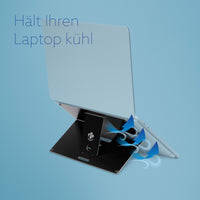 R-Go Tools Laptopständer R-Go Riser Attachable, verstellbar, integriert auf Ihrem Laptop, Aluminium, schwarz