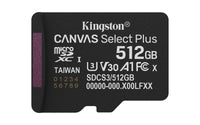 Kingston Technology 512GB microSDXC Canvas Select Plus Gen3 150MB/s A1 (Einschließlich SD Adapter)