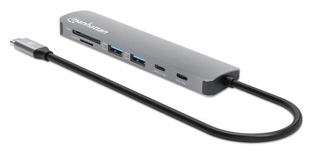 Manhattan 190442 laptop-dockingstation & portreplikator Kabelgebunden USB 3.2 Gen 1 (3.1 Gen 1) Type-C Grau
