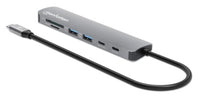 Manhattan 190442 laptop-dockingstation & portreplikator Kabelgebunden USB 3.2 Gen 1 (3.1 Gen 1) Type-C Grau
