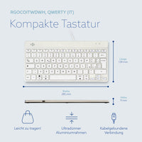 R-Go Tools Ergonomische Tastatur R-Go Compact Break, kompakte Tastatur mit Pausensoftware, QWERTY (IT), Kabelgebunden, Weiß