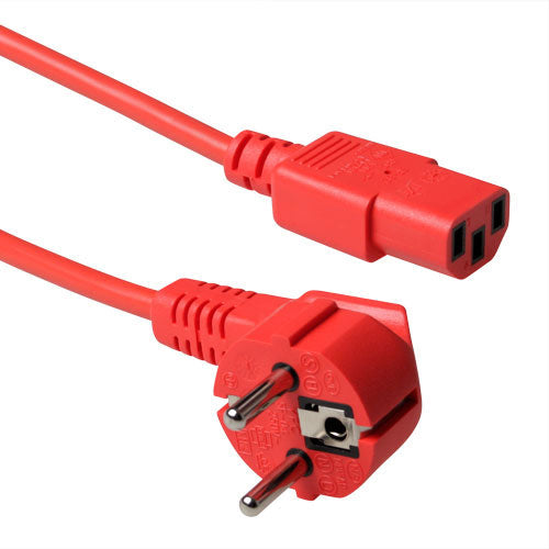 ACT Stromkabel Netzstecker CEE 7/7 Stecker (abgewinkelt) - C13 rot 0,6 m