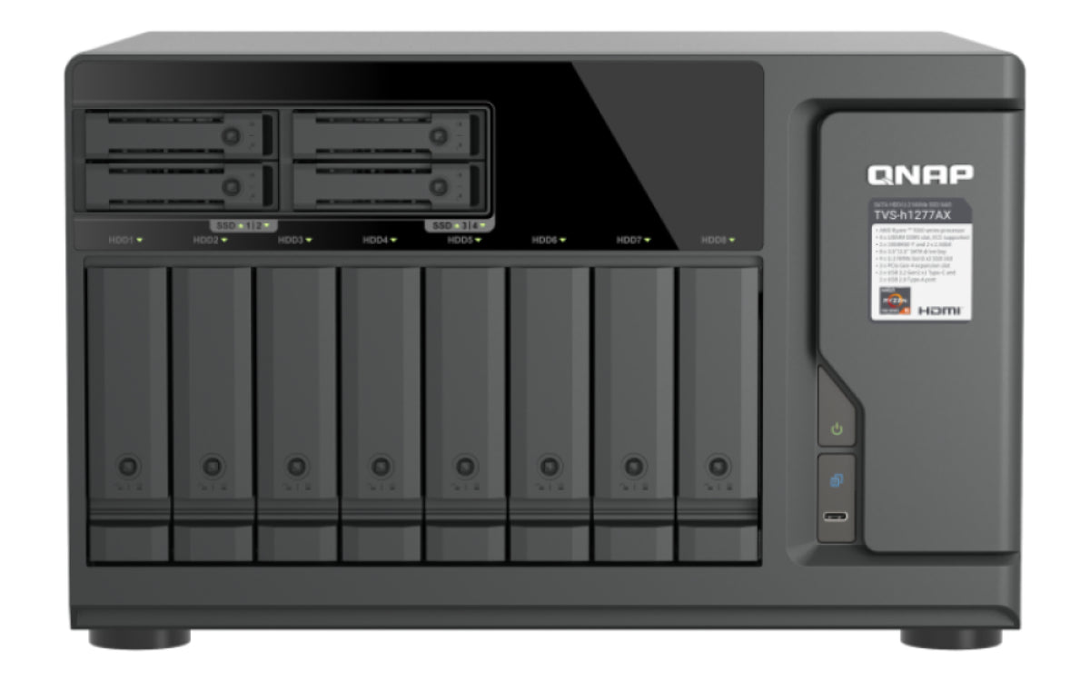 QNAP TVS-H1277AX NAS Tower AMD Ryzen™ 5 16 GB DDR5 QNAP QTS Schwarz
