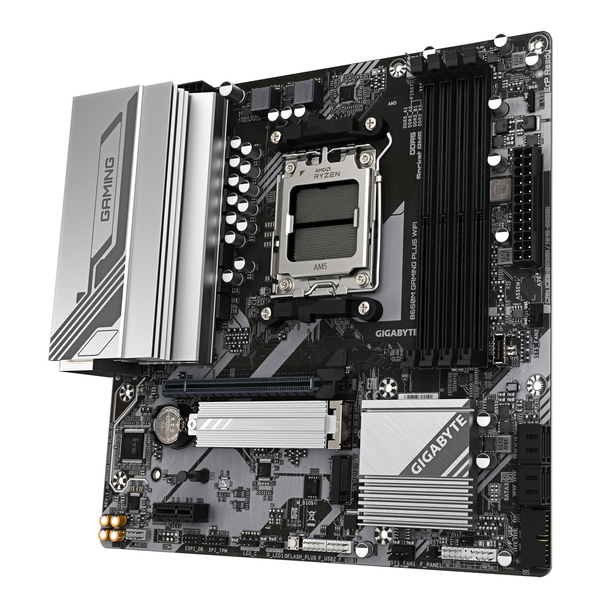 GIGABYTE B650M GAMING PLUS WIFI Mainboard – AMD Ryzen 9000 CPUs, 5+2+2 Phasen VRM, bis zu 8000 MHz DDR5, 2xPCIe 4.0 M.2, 2.5GbE LAN, WIFI 6E, USB 3.2 Gen 1