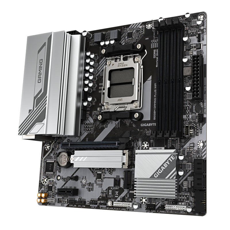 GIGABYTE B650M GAMING PLUS WIFI Mainboard – AMD Ryzen 9000 CPUs, 5+2+2 Phasen VRM, bis zu 8000 MHz DDR5, 2xPCIe 4.0 M.2, 2.5GbE LAN, WIFI 6E, USB 3.2 Gen 1