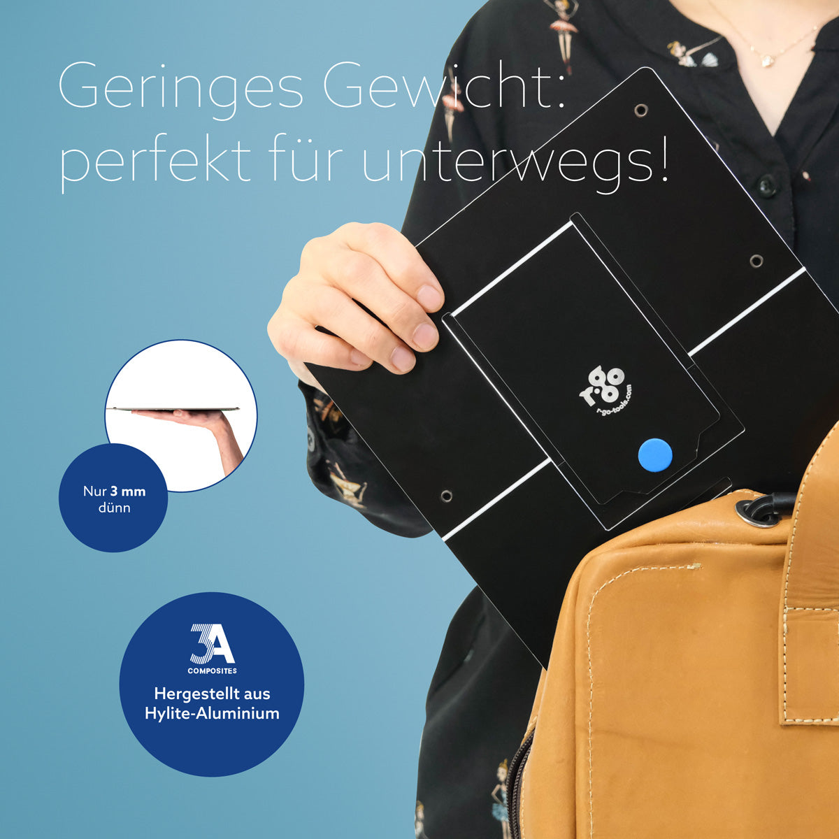 R-Go Tools Laptopständer R-Go Riser Flexible, ergonomisch, faltbarer und einstellbarer Laptopständer, Schwarz